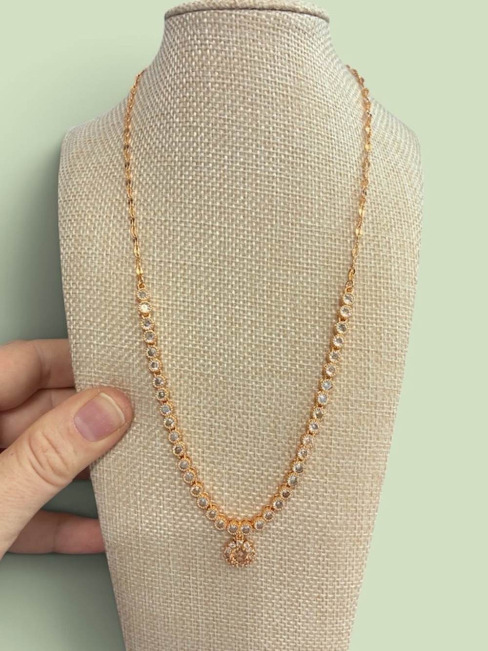 Rose Gold Beaded Chain Necklace with Pendant - Women Jewelry